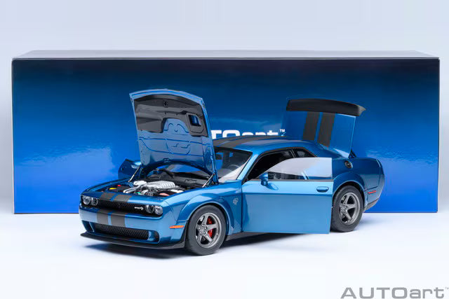 [ Pre-order ] 71767 AUTOart 1:18 Dodge Challenger SRT Super Stock 2023 (Pearl Blue with Carbon Black Stripes <FROSTBITE>)