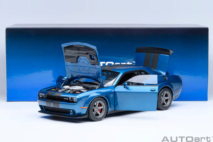 [ Pre-order ] 71767 AUTOart 1:18 Dodge Challenger SRT Super Stock 2023 (Pearl Blue with Carbon Black Stripes <FROSTBITE>)