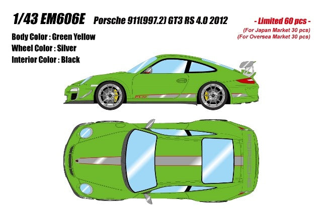 [ Pre-order ] EM606E Make Up EIDOLON 1:43 Porsche 911 (997.2) GT3 RS4.0 2012 Green Yellow