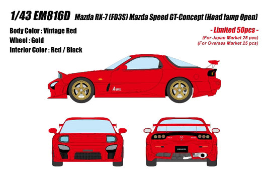 [ Pre-order ] EM816D Make Up EIDOLON 1:43 Mazda RX-7 (FD3S) Mazdaspeed GT Concept with Open Headlights, Vintage Red