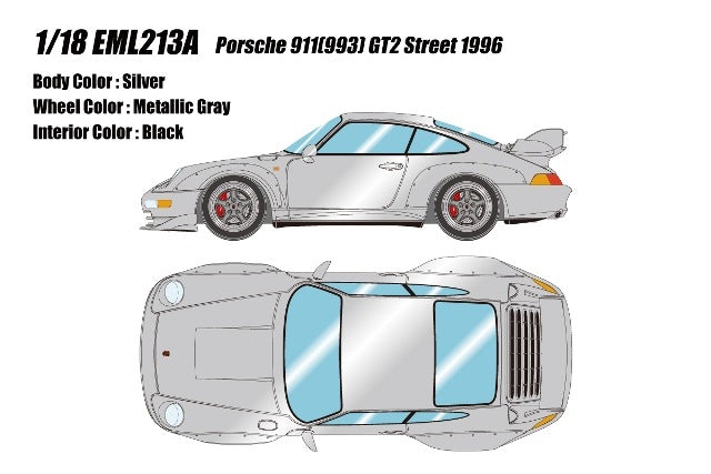 [ Pre-order ] EML213A Make Up EIDOLON 1:18 Porsche 911 (993) GT2 Street 1996 Silver