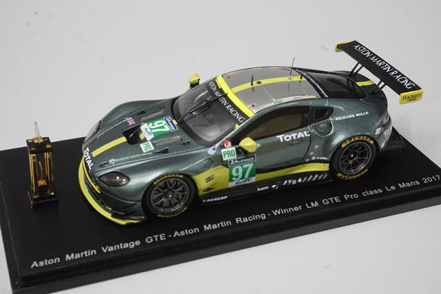 1:43 Spark S5836S Aston Martin Vantage GTE LM Pro Class Le Mans Winner 2017 #97 with Trophy
