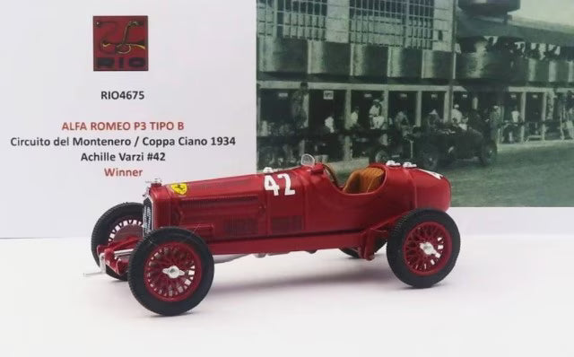 RIO4675 RIO 1:43 Alfa Romeo P3 TIPO B Circuito del Montenero/Coppa Ciano Winning Car 1934 #42 Achille Varzi