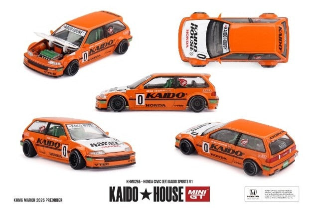 [ Pre-order ] KHMG265 TSM MINI-GT x KAIDO HOUSE 1:64 Honda Civic EF Kaido Sport V1 (Left-hand drive)