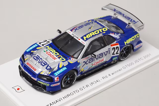 1:43 Spark SJ168 Xanavi Hiroto Nissan Skyline GT-R (R34) GT500 JGTC 2001 Rd.4 Winner #22 M. Krumm - Tetsuya Tanaka