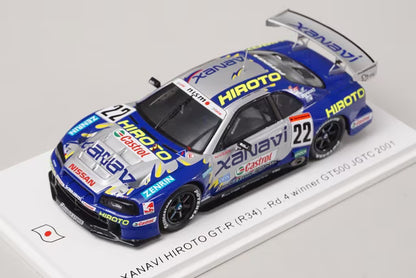 1:43 Spark SJ168 Xanavi Hiroto Nissan Skyline GT-R (R34) GT500 JGTC 2001 Rd.4 Winner #22 M. Krumm - Tetsuya Tanaka