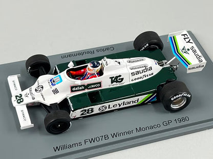 1:43 Spark S6993 Williams FW07B Monaco GP Winner 1980 #28 C. Reutemann