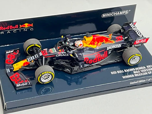 1:43 MINICHAMPS 410211933 Red Bull Racing Honda RB16B Mexican GP Winner 2021 #33 M. Verstappen