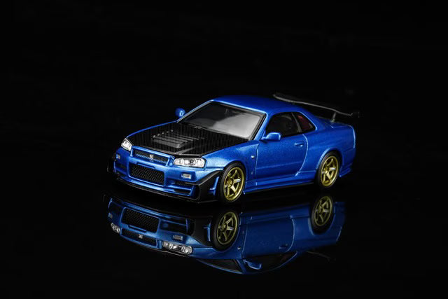 [ Pre-order ] M63476 MOTORHELIX 1:64 Nissan Skyline GT-R (R34) Customized Bayside Blue w/GT Aero Kit