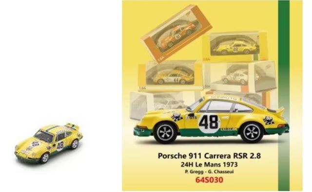 [ Pre-order ] 64S030 Spark 1:64 Porsche 911 Carrera RSR 2.8 #48 Le Mans 24H 1973 P. Gregg - G. Chasseui