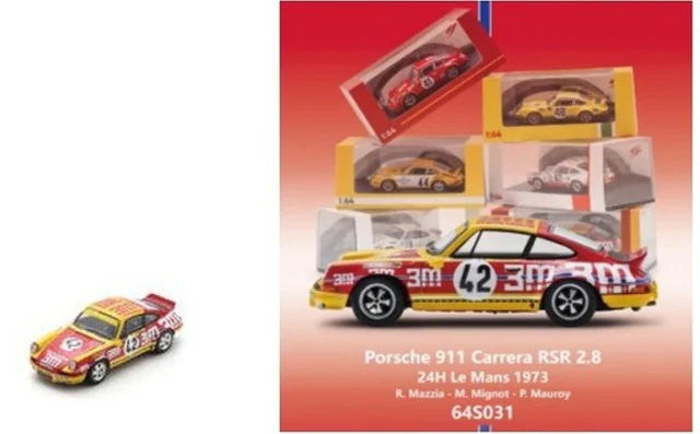 [ Pre-order ] 64S031 Spark 1:64 Porsche 911 Carrera RSR 2.8 #42 Le Mans 24H 1973 R. Mazzia - M. Mignot - P. Mauroy