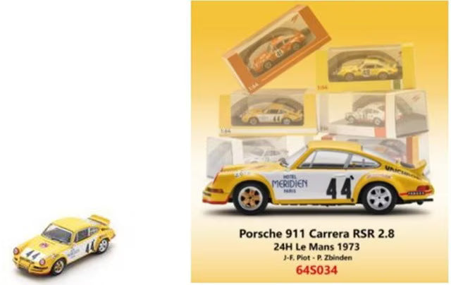 [ Pre-order ] 64S034 Spark 1:64 Porsche 911 Carrera RSR 2.8 #44 Le Mans 24H 1973 J-F. Piot - P. Zbinden