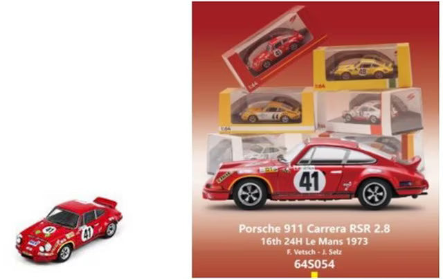 [ Pre-order ] 64S054 Spark 1:64 Porsche Carrera RSR 2.8 #41 16th Le Mans 24H 1973 F. Vetsch - J. Selz