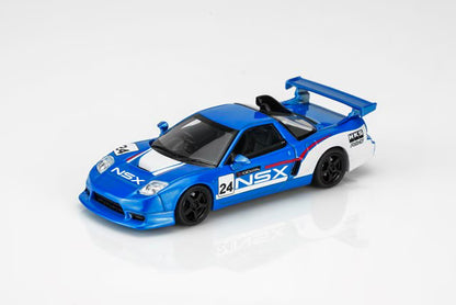 [ Pre-order ] M65522 MOTORHELIX 1:64 Honda NSX-R Custom GT Blue & White Racing Livery