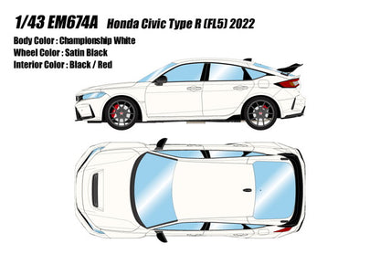 [ Pre-order ] EM674A Make Up EIDOLON 1:43 Honda Civic Type R (FL5) 2022 Championship White