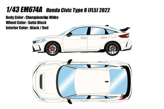 [ Pre-order ] EM674A Make Up EIDOLON 1:43 Honda Civic Type R (FL5) 2022 Championship White