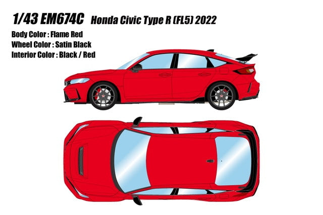 [ Pre-order ] EM674C Make Up EIDOLON 1:43 Honda Civic Type R (FL5) 2022 Flame Red