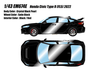 [ Pre-order ] EM674E Make Up EIDOLON 1:43 Honda Civic Type R (FL5) 2022 Crystal Black Pearl