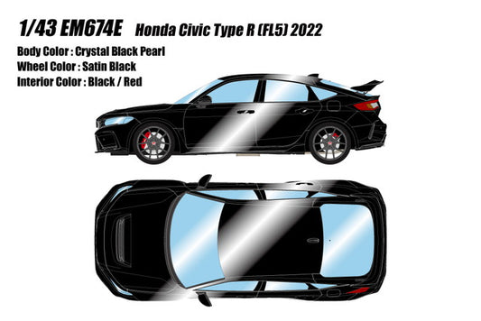 [ Pre-order ] EM674E Make Up EIDOLON 1:43 Honda Civic Type R (FL5) 2022 Crystal Black Pearl