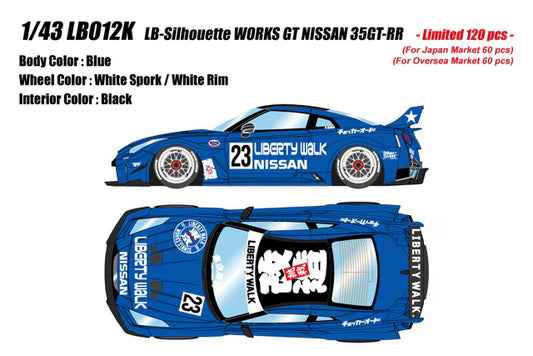 [ Pre-order ] LB012K Make Up EIDOLON 1:43 LB-Silhouette WORKS GT 35GT-RR7 Blue