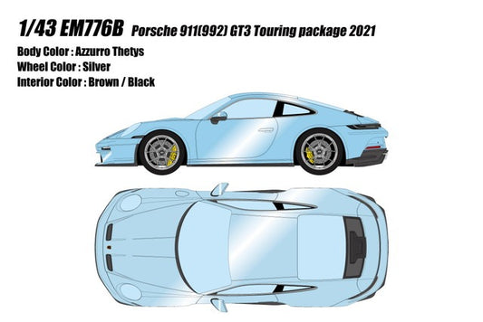 [ Pre-order ] EM776B Make Up EIDOLON 1:43 Porsche 911 (992) GT3 Touring Package Azzurro Tetis