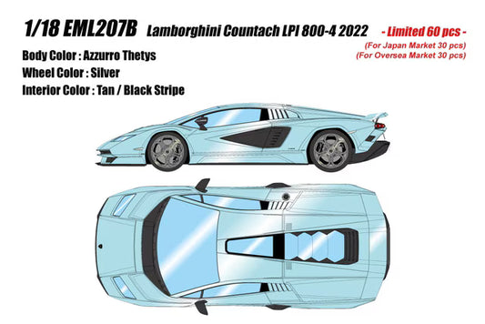 [ Pre-order ] EML207B Make Up EIDOLON 1:18 Lamborghini Countach LPI 800-4 (Wing Up) Azzurro Tetis