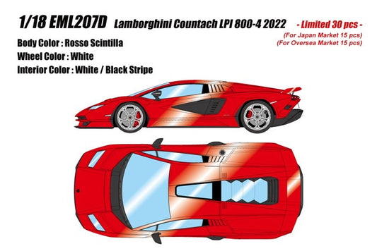[ Pre-order ] EML207D Make Up EIDOLON 1:18 Lamborghini Countach LPI 800-4 (Wing Up) Rosso Scintilla