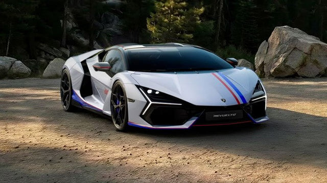 [ Pre-order ] LS543NA63B LOOKSMART 1:43 Lamborghini Revuelto NA63 Bianco Sideralis with Livery Rosso Mars - Blu Royal