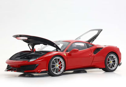 [ Pre-order ] HE180055 BBR 1:18 Ferrari 488 Pista full open Rosso corsa with stripe Argento Nurburgring and blu America