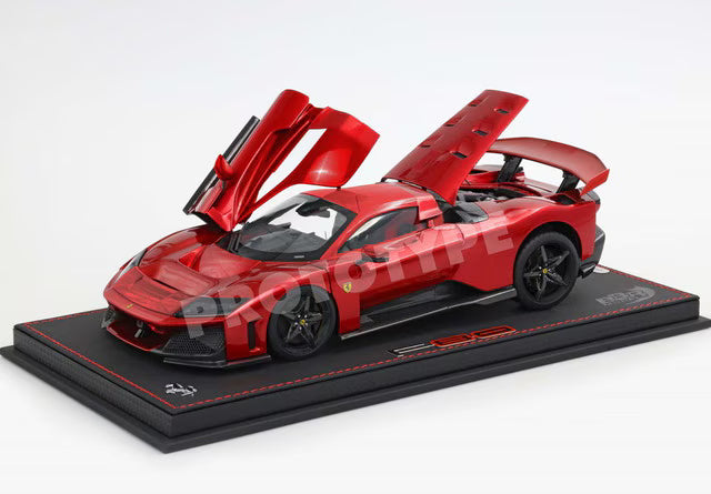 [ Pre-order ] HE180054H1DIE BBR 1:18 Ferrari F80 Full-Opening Model (Rosso Supercar Roof & Front Body in Body Color Luxury Pack) Includes clear display case