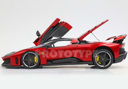 [ Pre-order ] HE180054HP BBR 1:18 Ferrari F80 Full-Open, Rosso, Supercar Wheels, Carbon/Silver, Polyfoam Packaging