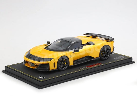 [ Pre-order ] HE180054B1DIE BBR 1:18 Ferrari F80 (Full Open) - Giallo Tristrato, Carbon Wheels & Wing, Luxury Pack (Includes Clear Display Case)