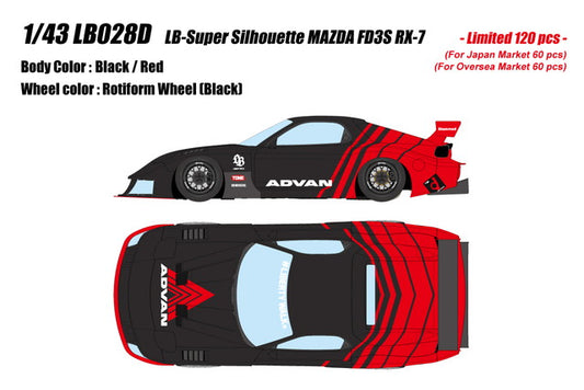 [ Pre-order ] LB028D Make Up EIDOLON 1:43 Mazda LB-Super Silhouette MAZDA FD3S RX-7 Black/Red (ADVAN)
