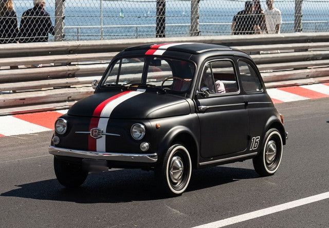 [ Pre-order ] RGM18004CL BBR 1:18 Fiat 500 D – Matte black with stripe and #16