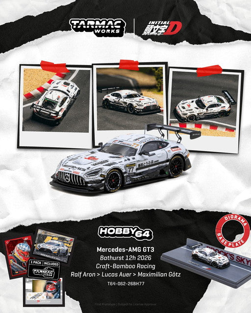 [ Pre-order ] T64-062-26BH77 Tarmac Works 1:64 Mercedes-AMG GT3 Bathurst 12h 2026 Craft-Bamboo Racing Ralf Aron / Lucas Auer / Maximilian Goetz