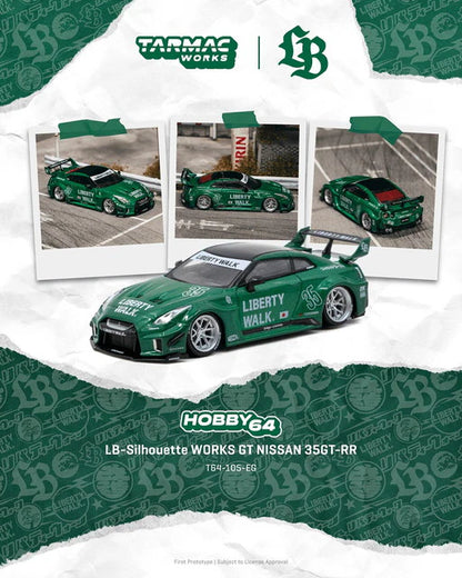 [ Pre-order ] T64-105-EG Tarmac Works 1:64 Nissan LB-Silhouette WORKS GT NISSAN 35GT-RR Emerald Green