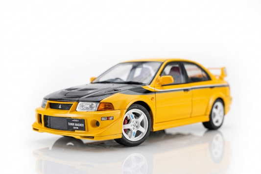 [ Pre-order ] M84306 MOTORHELIX 1:18 Mitsubishi Lancer Evolution VI GSR T.M.E Customized Yellow w/CF Bonnet