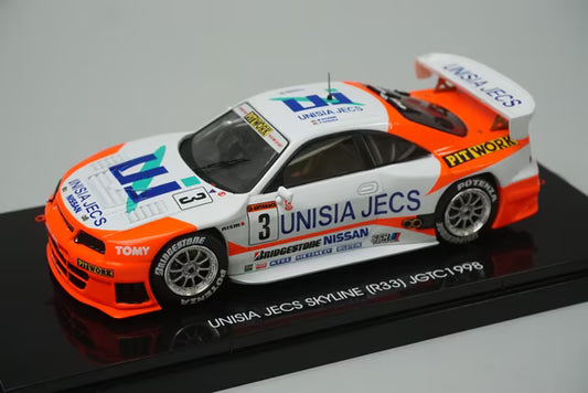 1:43 EBBRO 44194 Nissan Unisia Jex Skyline JGTC 1998 #3 White/Orange model car
