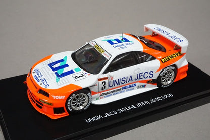 1:43 EBBRO 44194 UNISIA JECS Skyline R33 JGTC 1998 #3 White/Orange model car