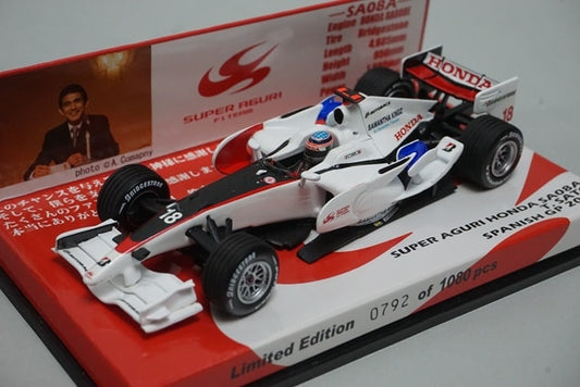 1:43 MINICHAMPS Racing Gear Super Aguri Honda SA08A Spanish GP 2008 #18 Takuma Sato