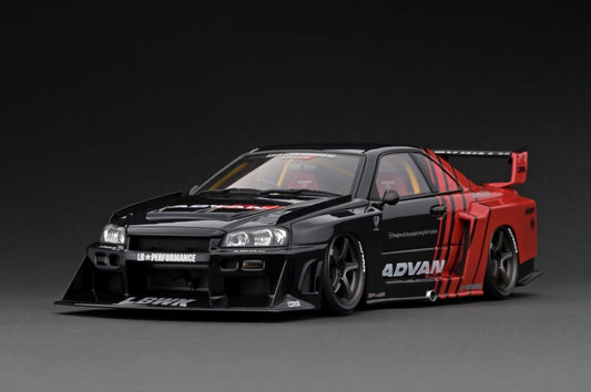 [Back-order] ignition model IG2703 1:18 LB-ER34 Super Silhouette SKYLINE Black/Red