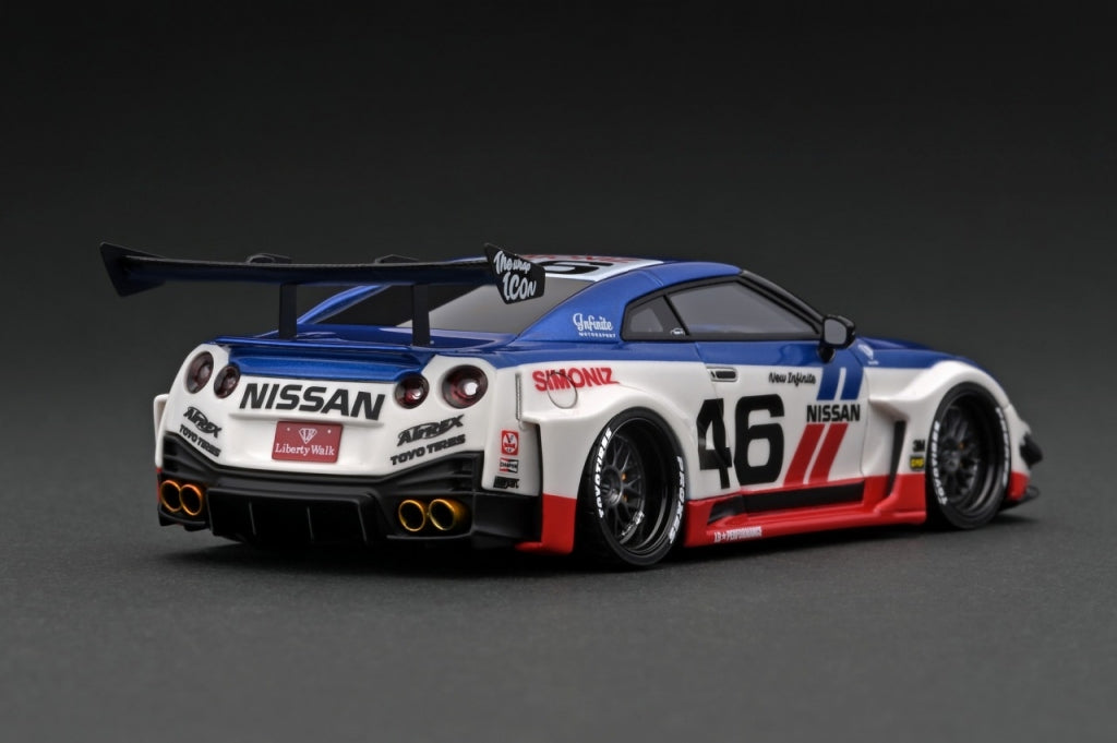 [Back-order] ignition model IG2549 1:43 LB-Silhouette WORKS GT Nissan 35GT-RR White/Blue/Red