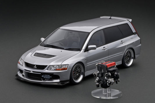 [ Back-order ] ignition model IG2769 1:18 Mitsubishi Lancer Evolution Wagon CT9W Silver With Engine