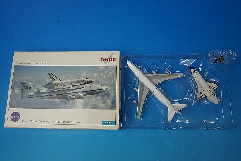 1:500 NASA Space Shuttle Discovery OV-103 & Boeing 747SCA N905NA 515290 Herpa