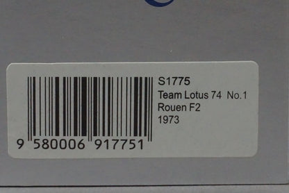 1:43 Spark S1775 Team Lotus 74 Rouen F2 1973 #1 E. Fitzipaldi model car
