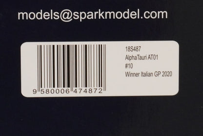1:18 SPARK 18S487 AlphaTauri AT01 #10 Scuderia AlphaTauri F1 Team Winner Italian GP 2020 Pierre Gasly
