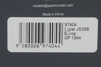 1:43 SPARK S7404 Ligier JS39B European GP 1994 #25 Johnny Herbert model car