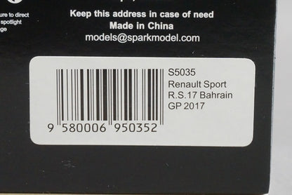 1:43 SPARK S5035 Renault Sport R.S.17 Bahrain GP 2017 #27 Nico Hulkenberg model car
