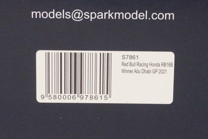 1:43 SPARK S7861 Red Bull Racing Honda RB16B Abu Dhabi GP Winner 2021 #33 M.Verstappen