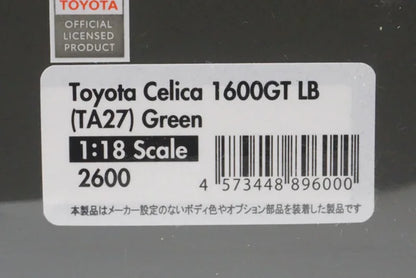 1:18 ignition model IG2600 Toyota Celica 1600GT LB (TA27) Green
